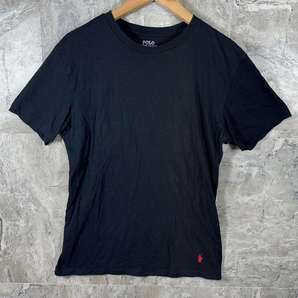 Polo Ralph Lauren black cotton t-shirt red logo Mens Size L #preppy #classic